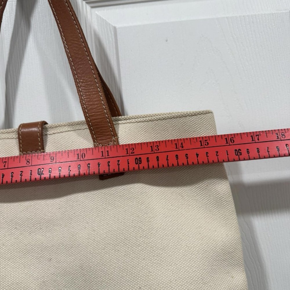FOSSIL Austin Shoppper Off White Black Cotton Canvas Tote‎ Shopper Canvas Bag - Picture 4 of 12